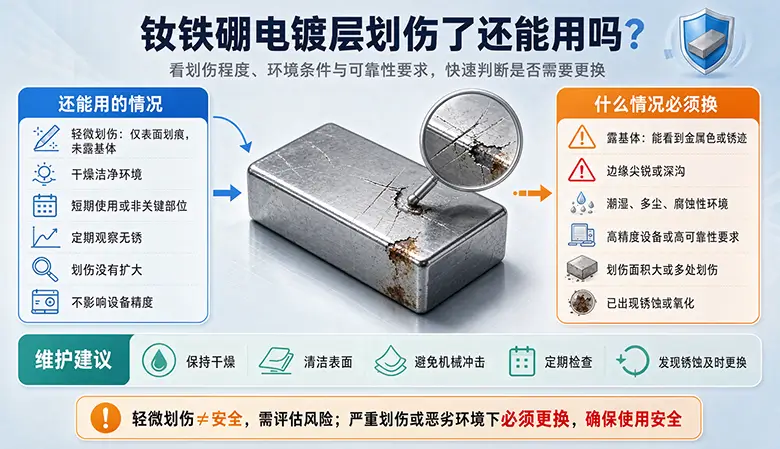 钕铁硼电镀层划伤了还能用吗,什么情况下必须换(图1) 钕铁硼电镀层划伤了还能用吗,什么情况下必须换(图1)