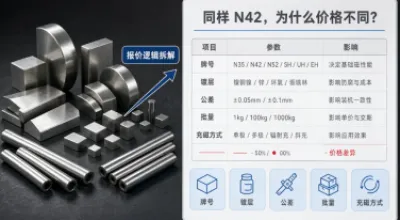 钕铁硼报价为什么差几倍？牌号、镀层、公差、批量对价格的影响，采购必看